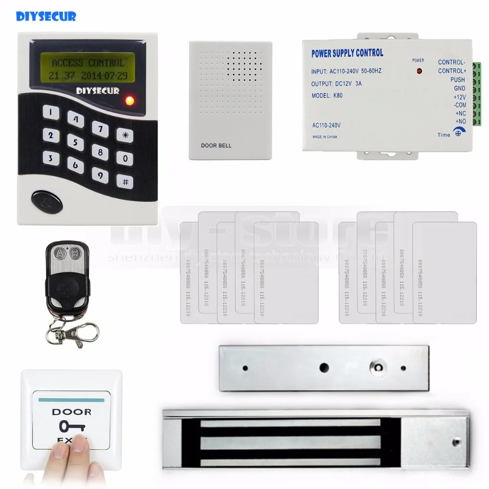 

DIYSECUR Remote Control RFID 125KHz Keypad Door Access Control System Kit + Electric Magnetic Lock + Door Bell
