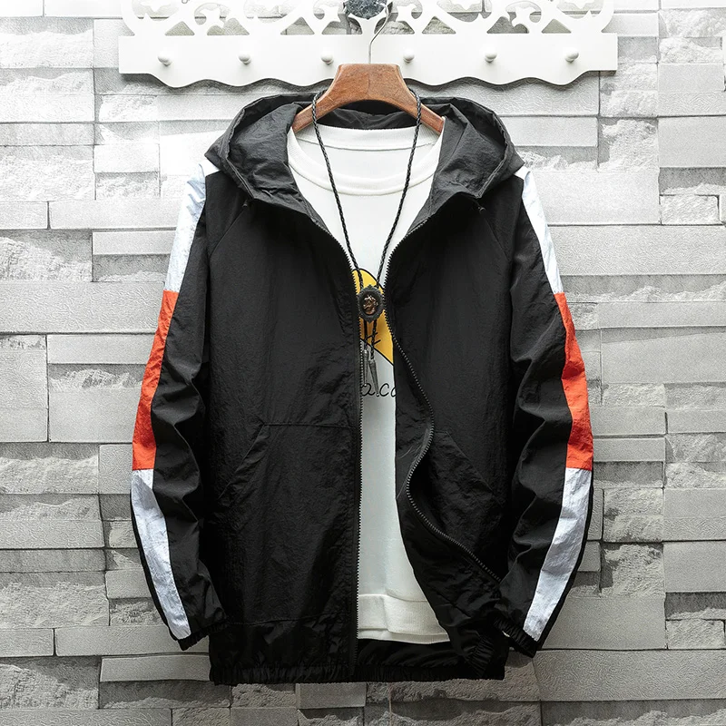 Jacket spring  fashion coat men's hooded casual jacket men's coat thin section large size S-XXXL men's outdoor sports jacket