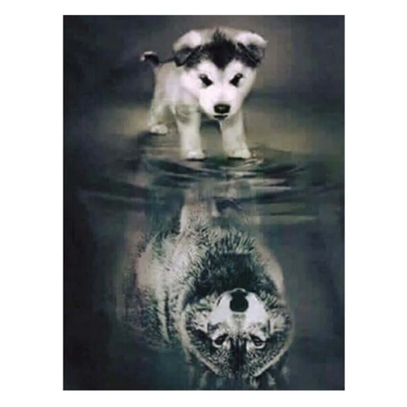 Dpspur 5d Full DIY Square Diamond Painting Cross Stitch Animal Reflection 3d Round Embroidery Mosaic Home Decor Gift Pr02 | Дом и сад