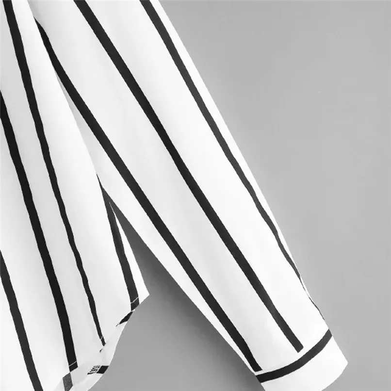 Autumn Long Sleeve V Neck Irregular Stripe Shirt Women Casual Tops And Blouses chemise femme camisas mujer women blouses #10