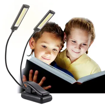 

Flexible Dual Arms Book Reading Desk Lamp 2 LED COB Hose Light Music Stand Light Student Dormitory Lights With Clip