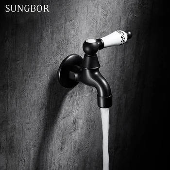 

Free Shipping Long Bathroom faucets Washing Machine Faucet Kitchen Basin Cold Water faucet Nozzle Garden Hose Tap Bibcock Black