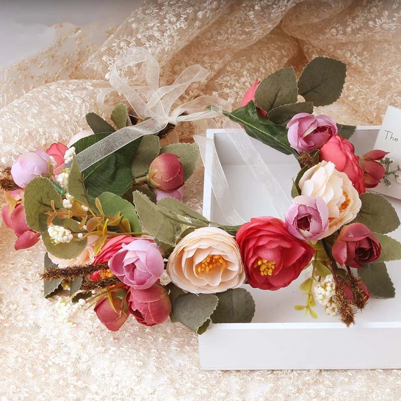 

Bridal Flower Headband Wreath Beaching Wedding Hair Accessories Flowers Flores Decorations Casamento WIGO0619