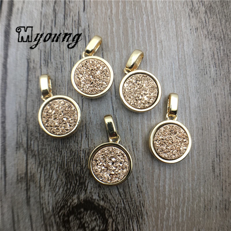 Rodada de Quartzo de Titânio Encantos para a Jóia Ágatas Druzy Encantos Titanize Drusy Diy My1787 3 Ágatas rodada de Quartzo de Titânio Druzy