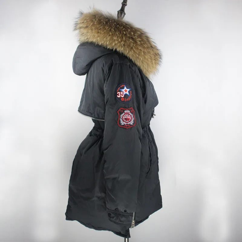 Большой натуральный мех енота Новая модная зимняя куртка для женщин утолщенное теплое пальто белая куртка-пуховик парка