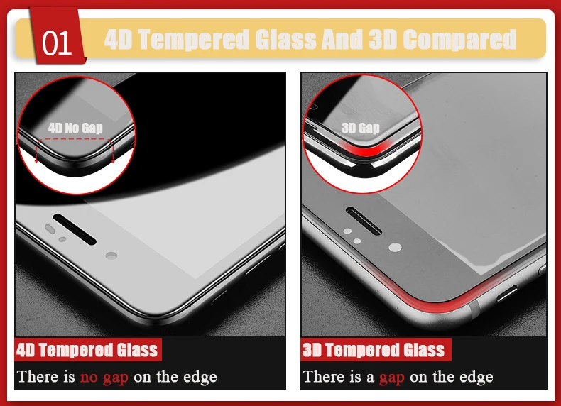 TOMKAS Glass For iPhone 7 8 Screen Protectors 4D Round Curved Edge Full Cover Protective For iPhone 7 8 Plus Tempered Glass