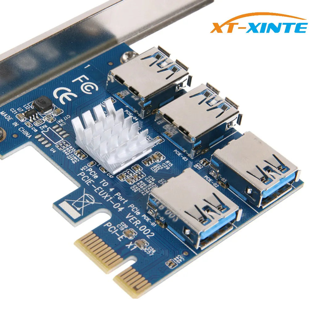 PCIe от 1 до 4 PCI-express 16X Слоты Riser Card PCI-E 1X к внешнему 4 PCI-e USB 3,0 адаптер мультипликатор карты для майнера биткоина