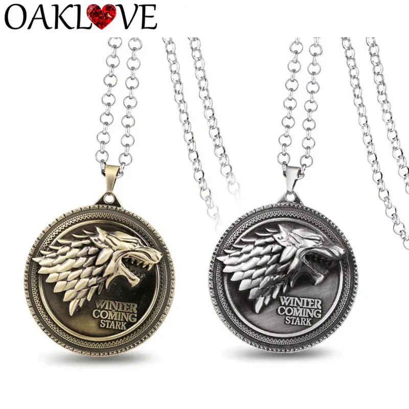 Игра престолов Viking House Stark of Winterfell винтажное волчье головное ожерелье Песнь Льда и