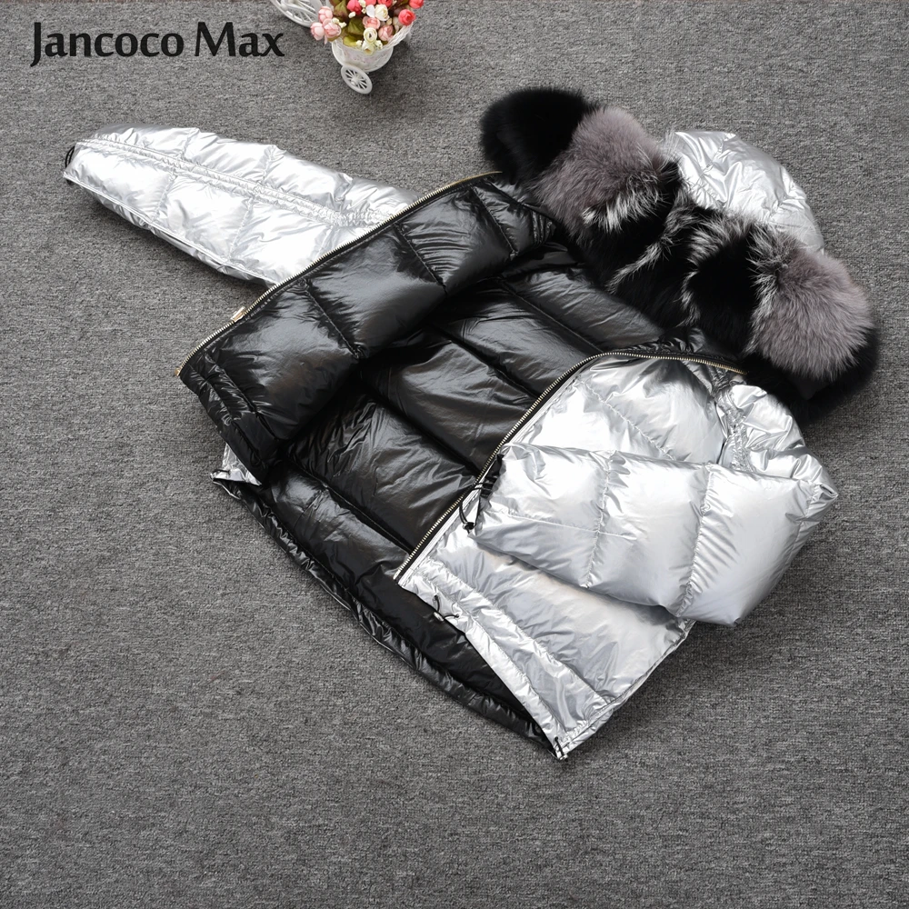Женское модное пуховое пальто, куртка с воротником из натурального Лисьего меха, высокое качество, белое пуховое пальто больших размеров S7482