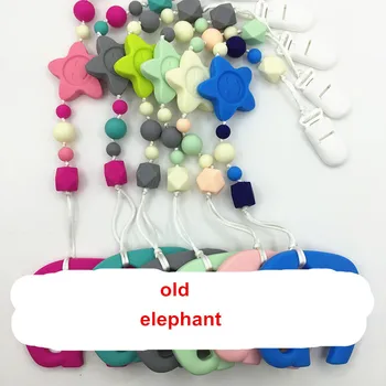 

Elephant Silicone Teething Pacifier Clip - silicone Universal Soother star Clip - Teether Chew Toy - baby teething pendant