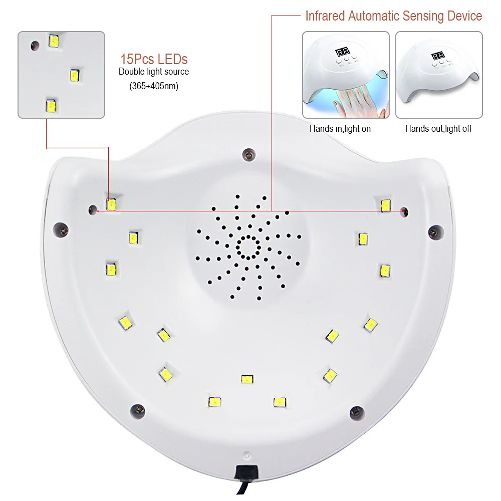 80W УФ-лампы для ногтей сушилка светодиодный лампы для ногтей всех гели от солнца светильник инфракрасный чувствительный 30/60/99s Timer смарт-ЖК-дисплей Дисплей маникюр