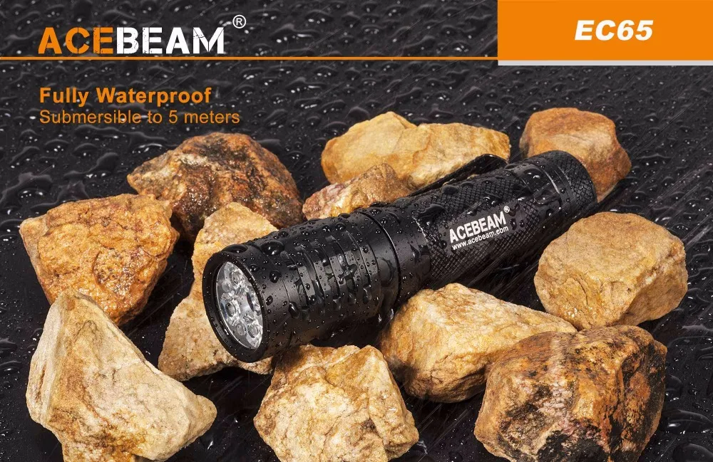 ACEBEAM EC65 тактический фонарик XHP35 HI NICHIA 4x90 + CRI светодиоды max 4000лм луч бросок 258 м Факел