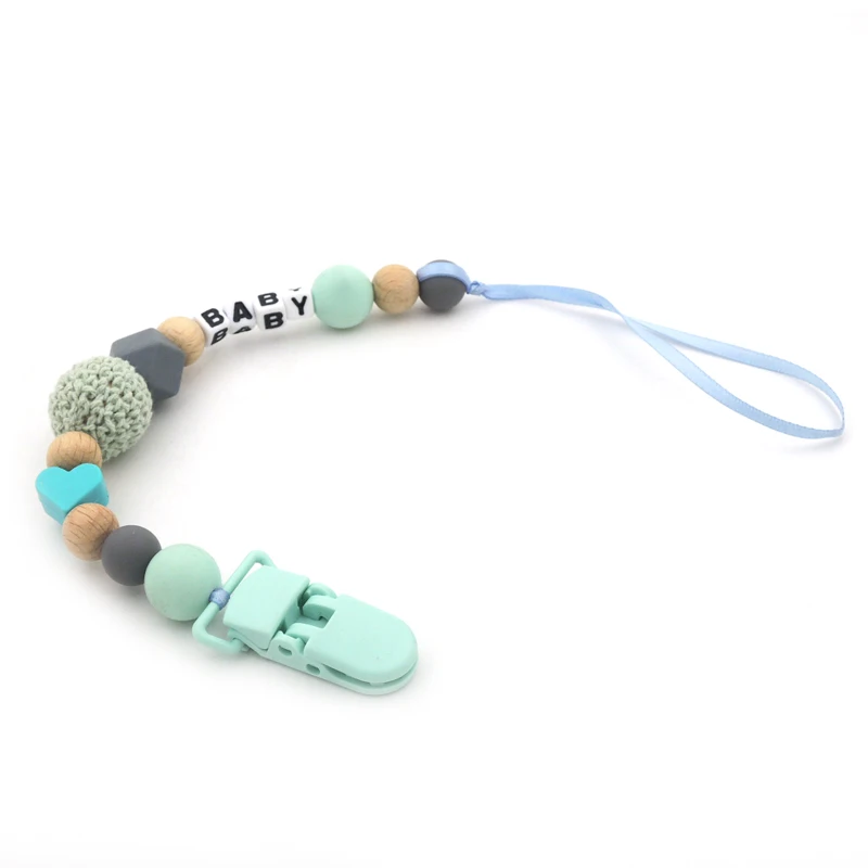 2018 NEW personalized baby silicone pacifier clip, dummy chain 6 colors mint pink baby girl pacifier clips baby accessories CB03