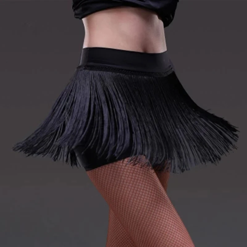 2018 Women Latin Dance Skirt Fashion Sexy Lady Black Tassel Styles