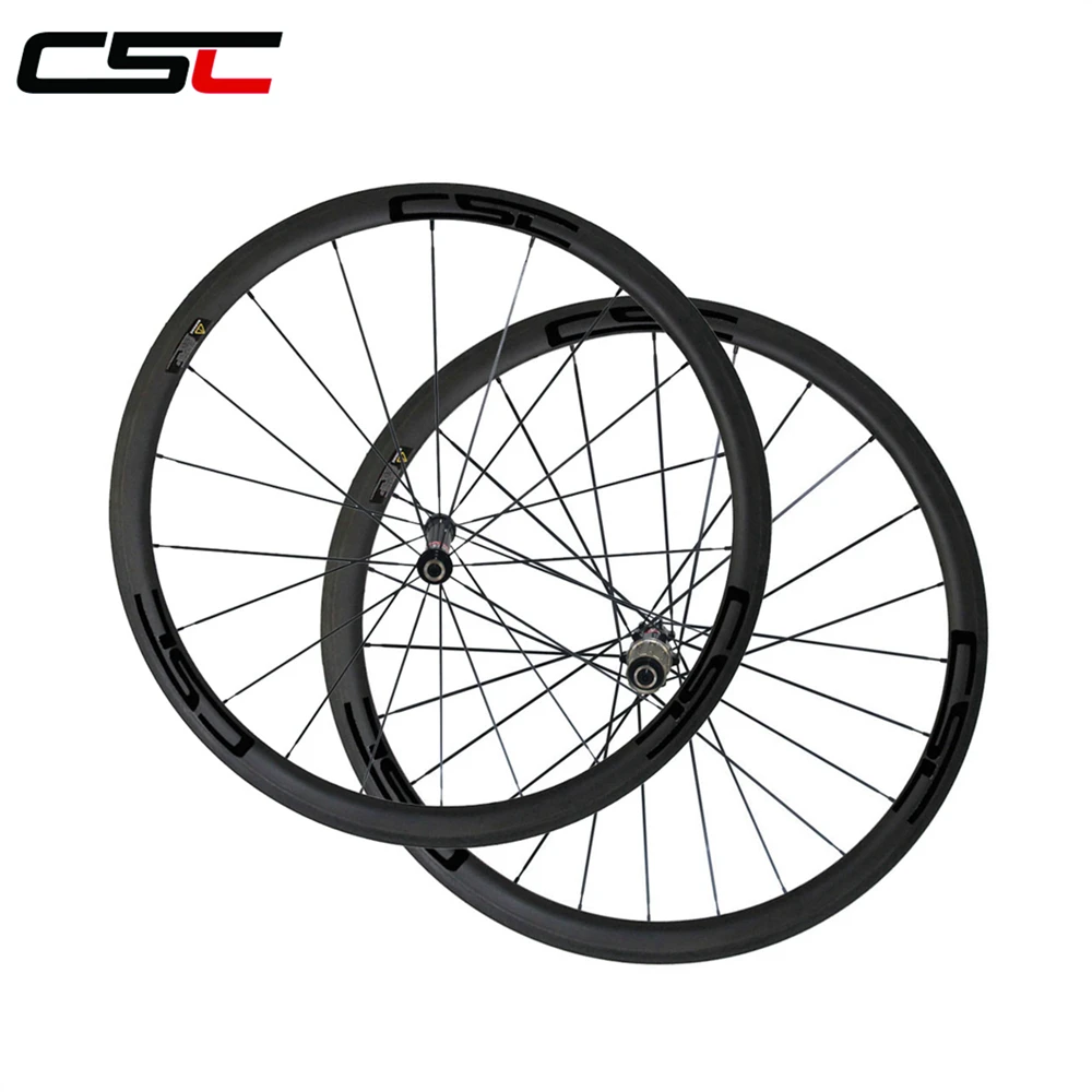 Best CSC  U Shape 38mm Tubular Carbon Road wheels 25mm Width Novatec AS511SB FS522SB hub sapim spokes1266g 3