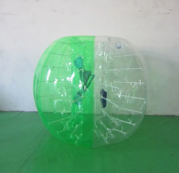 10 шт.(5Red+ 5 Blue+ 2 воздуходувки 1,5 м 1,0 мм ПВХ костюм-пузырь, пузырь футбол, человек хомяк мяч - Цвет: green and clear