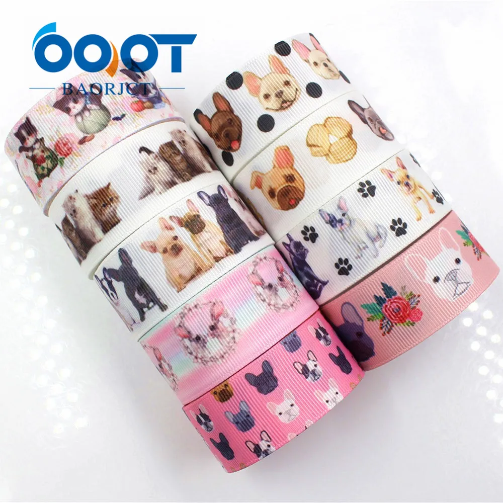 

G-181013 1'' 25mm Pet dog Printed grosgrain ribbon 10 yards/lot DIY handmade bows gift packaging party decoration accessories