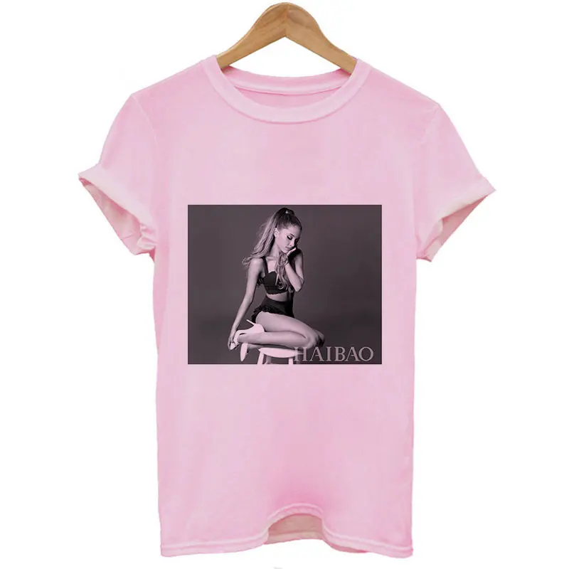 Ариана Гранде печать Vogue Футболка женская Ropa Tumblr короткий рукав Харадзюку уличная футболка одежда горячая Распродажа повседневные топы футболки - Цвет: 2384-Pink