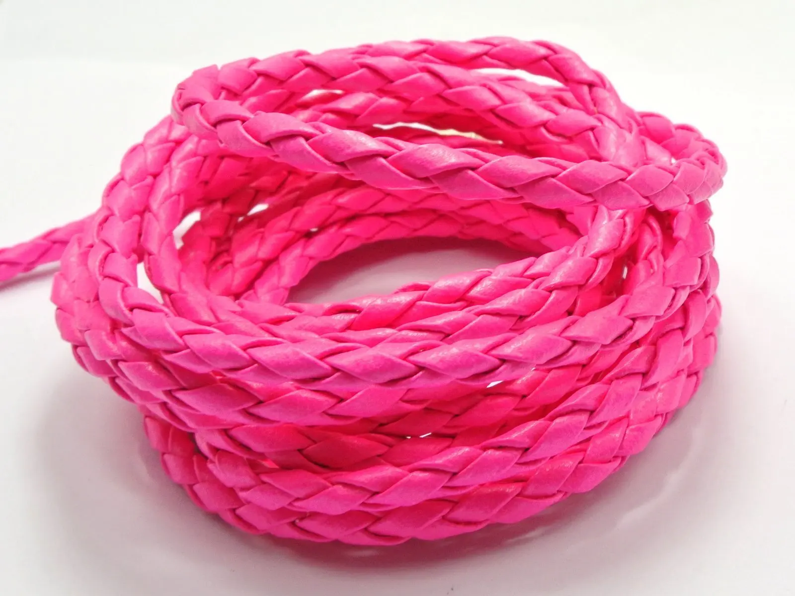 

16.4 Feets Neon Hot-pink Round Braided Bolo Leatherette Jewelry Cord 5mm