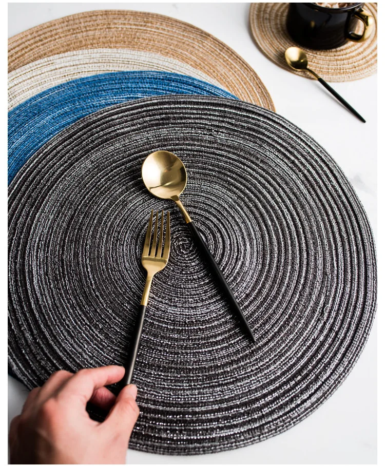 

Free Shipping, Homedecor Placemats, Round Woven Placemats Heat Resistant Kitchen Anti-skid Table Mat