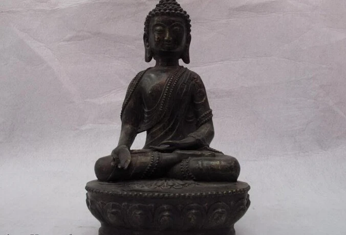 

Collectible bronze lion statue S0627 11 Tibet buddhism temple bronze copper lotus flower Shakyamuni tathagata buddha (B0328)