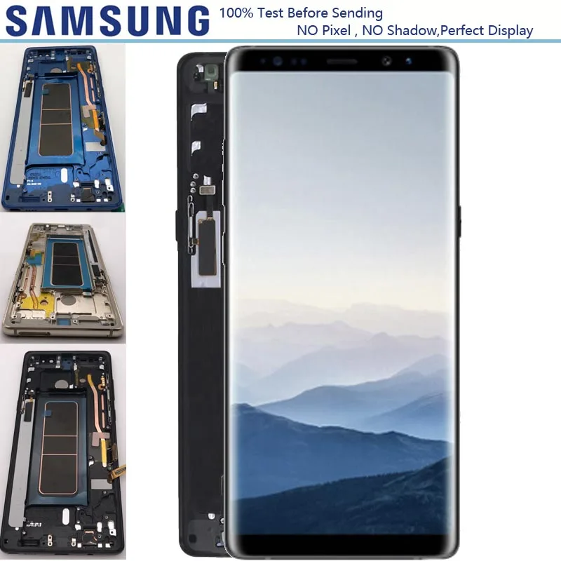 Сменный ЖК экран с рамкой для Samsung Note 8 Оригинальный сенсорный 6 3 дюйма 2960*1440 N950