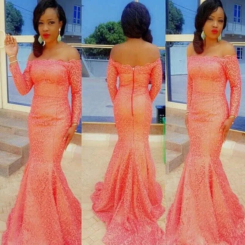 Arabic Lace Evening Dresses 2016 Long Sleeves Mermaid Aso ...