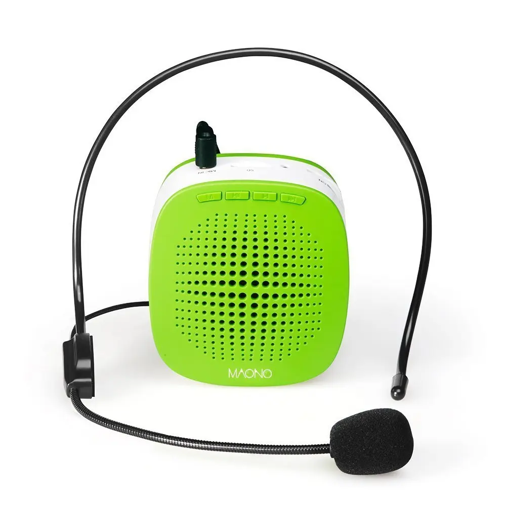 MAONO Voice Amplifier Mini Rechargeable PA system(1020mAh) with Wired Microphone for Teachers Presentations Coaches Tour Guides - Цвет: Green