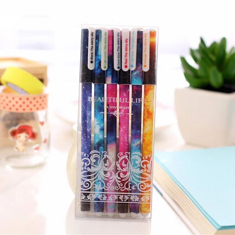 

PATTY 6pcs Color Gel Ink Pens Set Garden Flower Starry Star Cartoon Dots 0.38mm Ballpoint Pen Stationery School Supplies F244