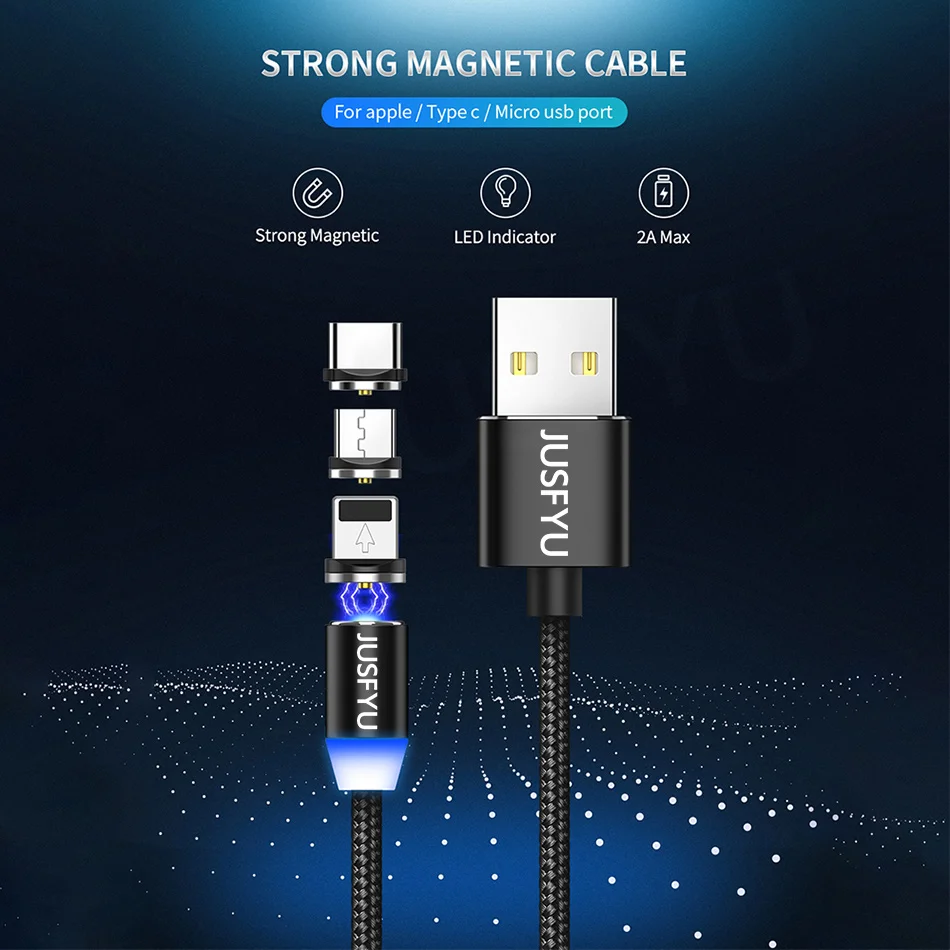Магнитный кабель Micro usb type-C для iPhone X Xs Max samsung S9 S8 для Xiaomi зарядный нейлоновый Плетеный Магнитный зарядный кабель Cabos