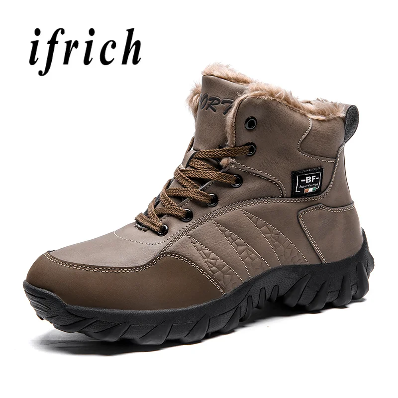 New Men Tactical Boots Brown Black Winter with Fur Male Boots Size 39 ...