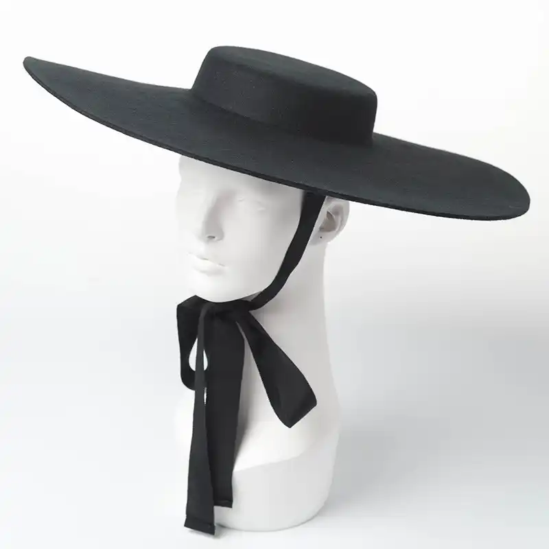 large black wide brim hat