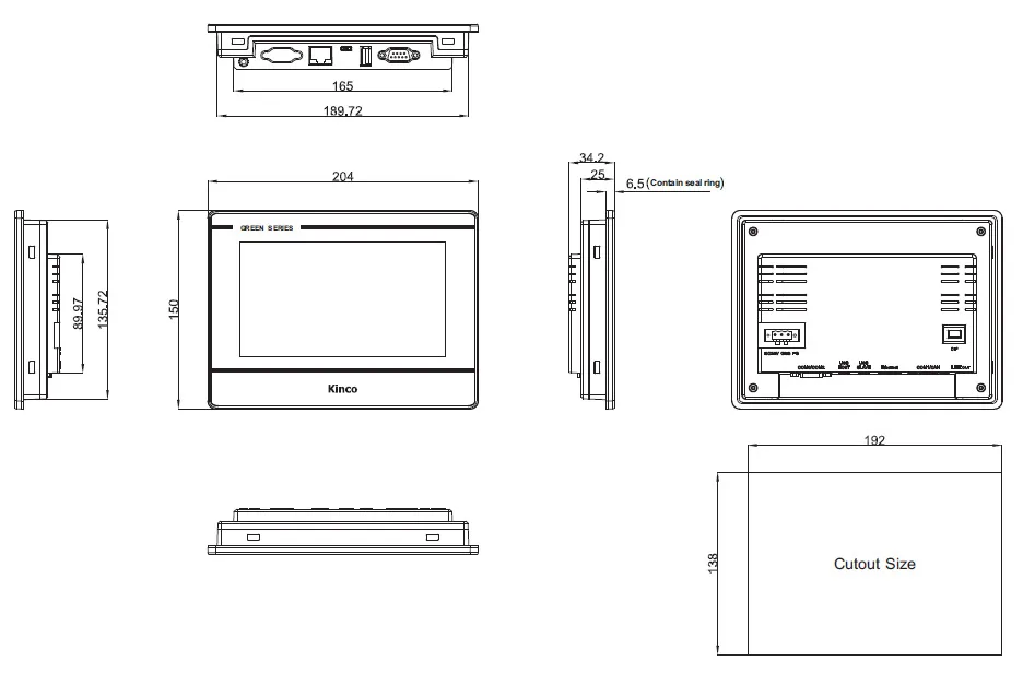 Kinco GL070 GL070E HMI сенсорный экран 7 дюймов 800*480 Ethernet 1 USB хост интерфейс человека RS232 RS422 RS485 Newcarve