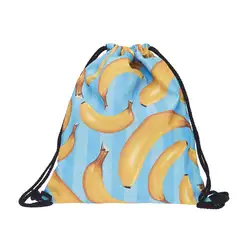 Для женщин Печать пляжные Повседневное Bookbag с шнурок сумки мешок (желтый и синий)