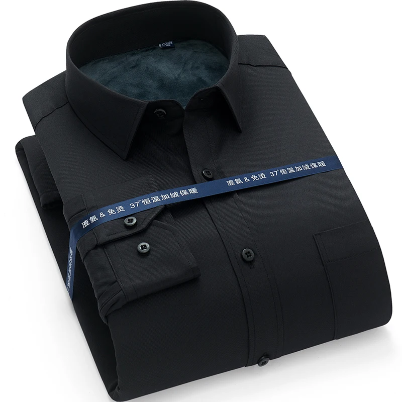 Winter Warm Formal Casual Male Dress Shirt Plus Size New Fashion Brand Camisa Masculina Long Sleeve Shirt Men Korean Slim Design