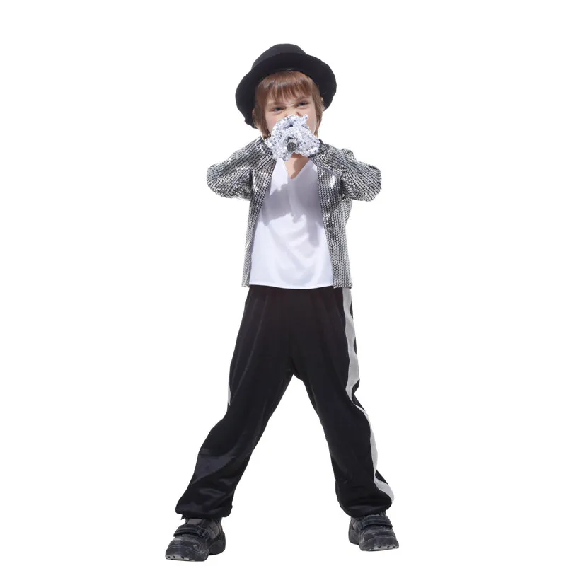 prettyia Fashionable Boys Kids Michael Jackson Costumes Performance Carnival for Halloween Cosplay Party Fancy Dress