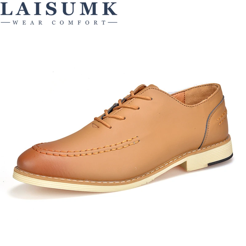 

LAISUMK Shoes Men Dress Oxford Shoes Men Summer Leather Business Men Casual Shoes 2019 New Arrivals Cheap Zapatos Hombre