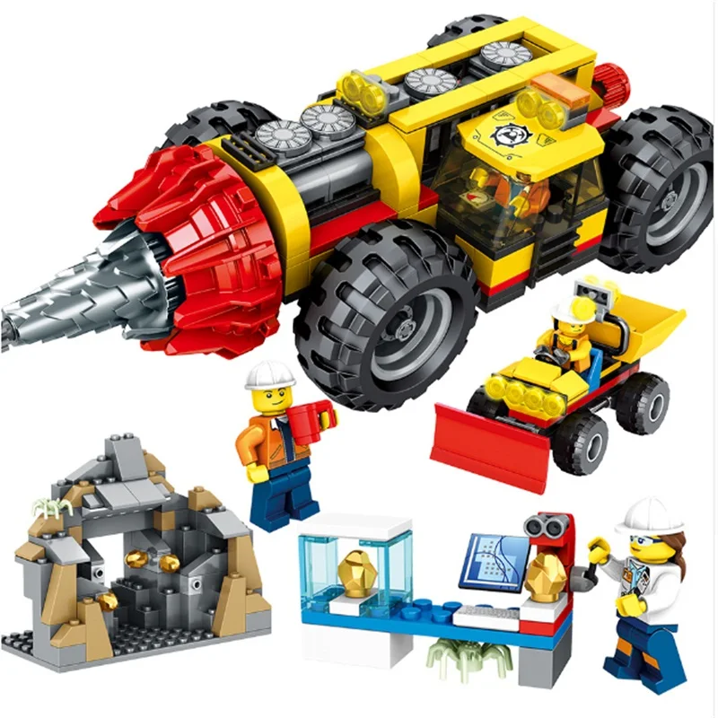 

city series Engineering 314Pcs Building Blocks Construction Heavy Mining Drilling Machine Compatible Legoed City Figures Bricks