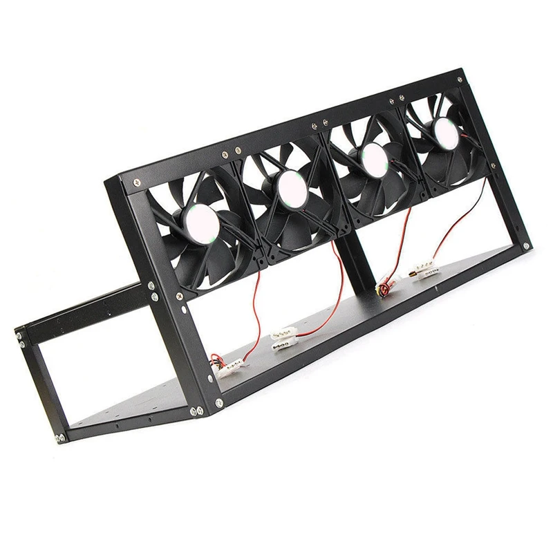 6 GPU Mining Rig Aluminum Computer Case + With 4 Fans Open Air Frame For ETH ZEC/Bitcoin