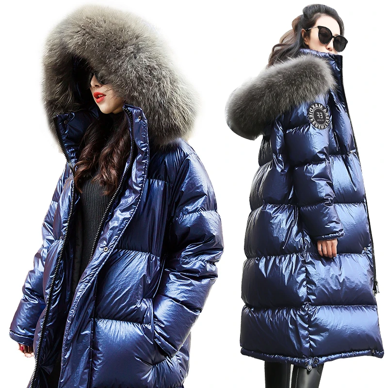 

Women Down Jacket 2019 New Winter Coat big Real Fur Collar Women Long Paragraph Thickening Warm Hooded For Female Parka YRF14