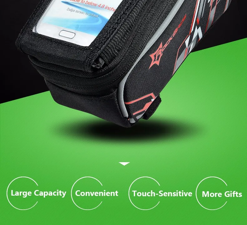 Perfect ROCKBROS Waterproof MTB Bike Bicycle Front Top Frame Handlebar Bag Cycling Pouch Touchscreen Panniers Reflective Bags 2 Sizes 11