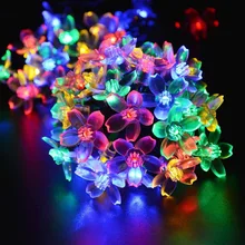 Лампы на солнечных батареях 12 м/39ft 100LED вишни цветок Открытый гирлянды Фея огни строки Рождество Праздничная Свадебная вечеринка Декор