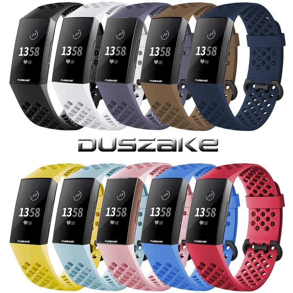 

Duszake Accessories For Fitbit Charge 3/Charge 3SE Band Silicone Waterproof Wristband Replacement Band For Fitbit Charge 3 Strap