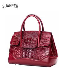 SUWERER новые превосходные женские сумки из натуральной кожи с крокодиловым узором роскошные женские сумки из воловьей кожи