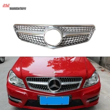 Mercedes W204 ABS front bumper diamonds grill with MB Star badge for Benz c class 2007 – 2014 C180 C200 C250 C300 C350 Chrome