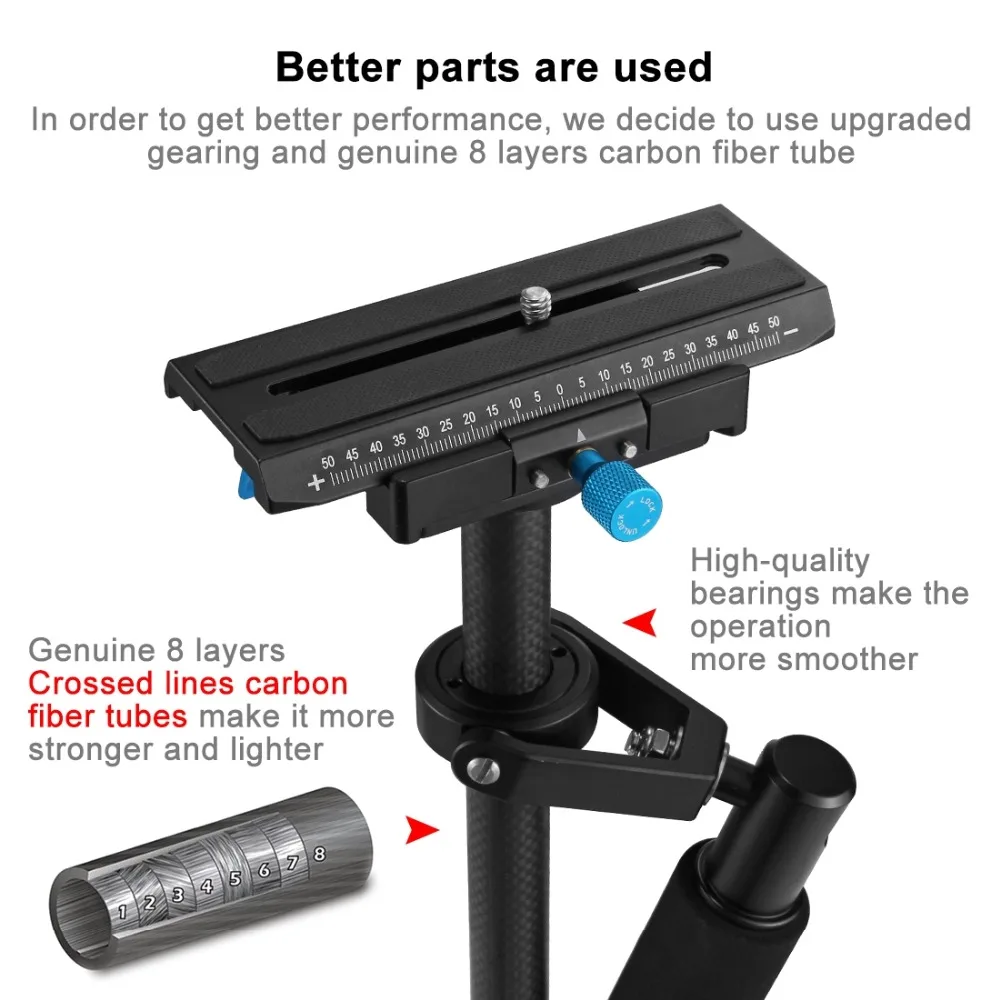  PULUZ Adjustable S60T for steadycam Scalable Carbon Fiber Handheld Camera Stabilizer for Steadicam 