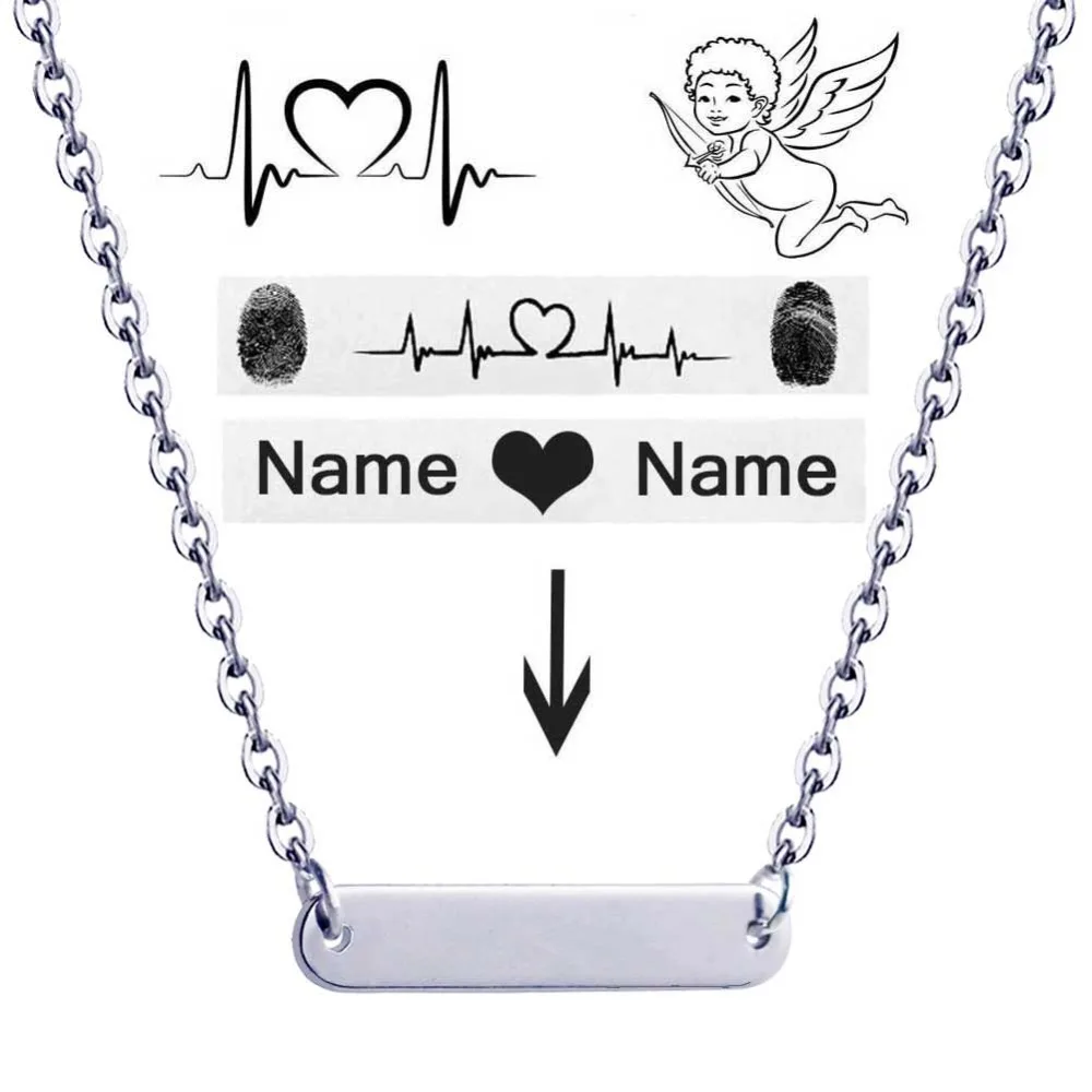 

Personalized Custom Nameplate Bar Necklace Gold Engraved Date Name Pendant Necklace For Women Jewelry Valentine's Gift