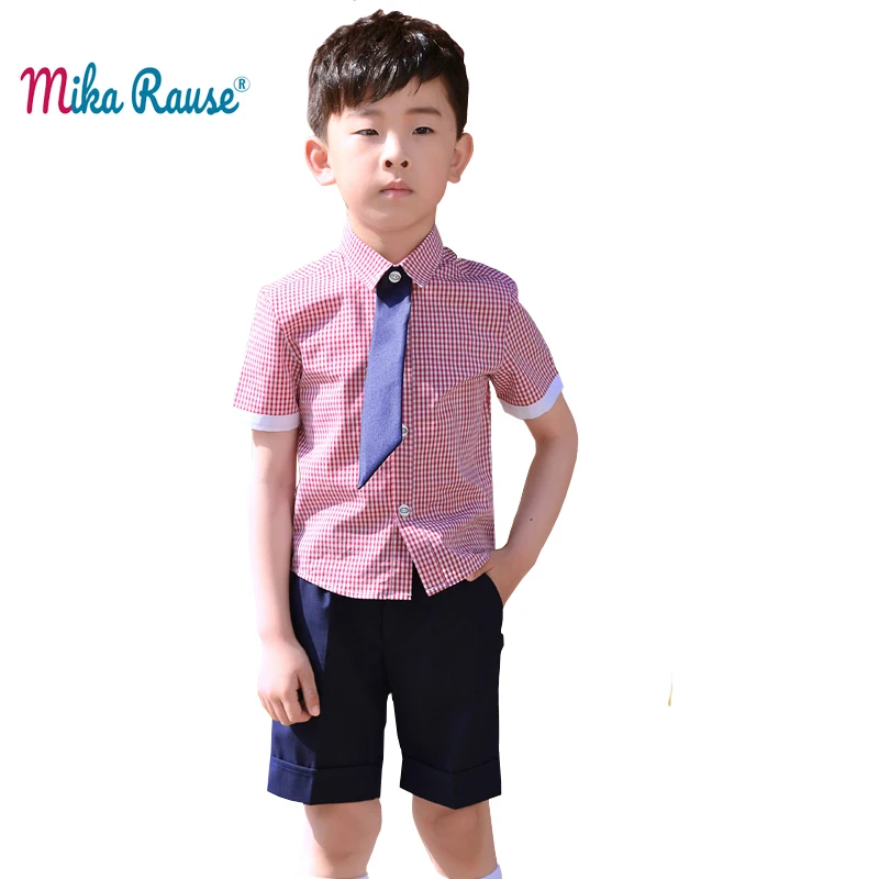 

New plaid boys clothes sets cotton summer toddler boy clothes shorts children clothing party dress school costume
