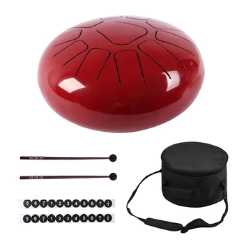

10 Inch Steel Tongue Drum Handpan Drum Hand Drum 11 Tones Percussion Instrument with Drumsticks Bag Note Sticks