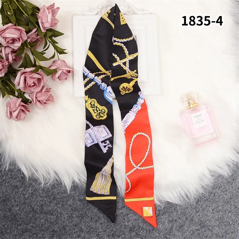 Брелок с принтом Тощий шелковый шарф роскошный бренд сумка шарф для Женский платок на голову длинная ручка для сумки шарфы обертывания